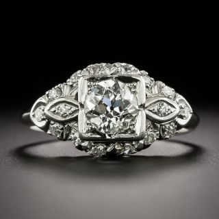 Art Deco .85 Carat European-Cut Diamond Engagement Ring - 3
