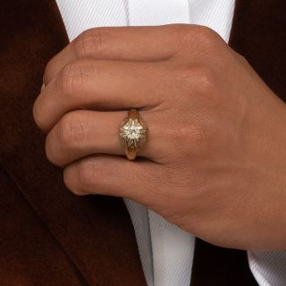 Art Deco .90 Carat Diamond Two-Tone Solitaire Ring