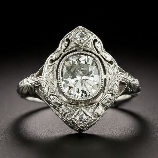 Art Deco .95 Carat Cushion-Cut Diamond Ring  - 3