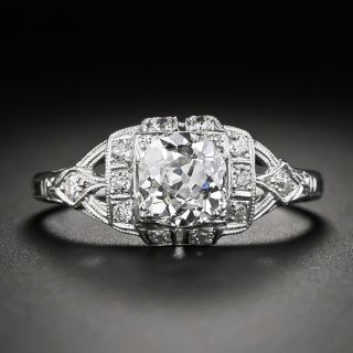 Art Deco .97 Carat Old Mine-Cut Diamond Engagement Ring - GIA J VS2 - 6