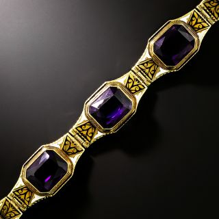 Art Deco Amethyst and Enamel Bracelet - 3
