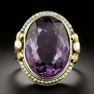 Art Deco Amethyst and Seed Pearl Ring - 2