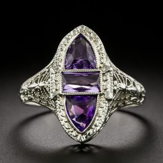 Art Deco Amethyst Filigree Ring by J.J. Sommer Co. - 2