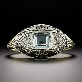 Art Deco Aquamarine and Diamond Ring - 3