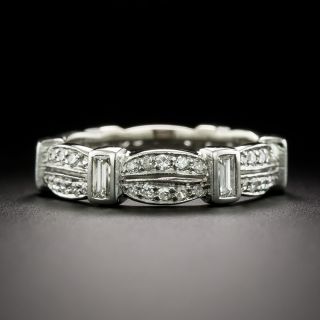 Art Deco Baguette and Round Diamond Band, Size 5 1/4 - 3