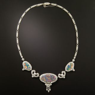 Art Deco Black Opal and Diamond Necklace - 3