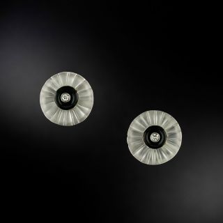 Art Deco Camphor Glass, Onyx and Diamond Earrings - 2