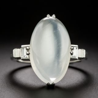 Art Deco Cat's Eye Moonstone and Diamond Ring - 3