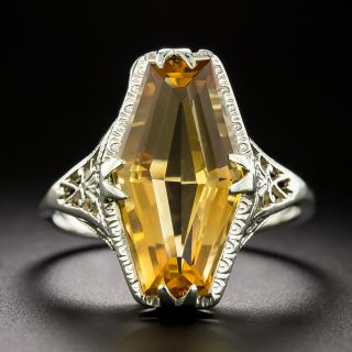 Art Deco Citrine Filigree Ring - 3