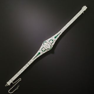 Art Deco Diamond and Emerald Bracelet - 4