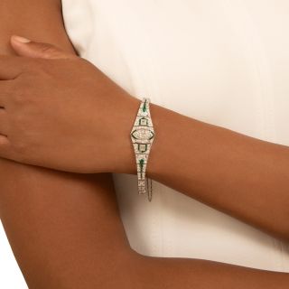 Art Deco Diamond and Emerald Bracelet