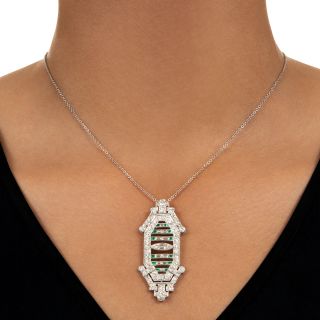 Art Deco Diamond and Emerald Pendant