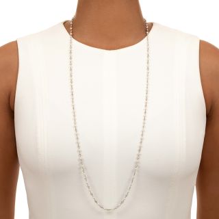 Art Deco Diamond and Natural Pearl Necklace