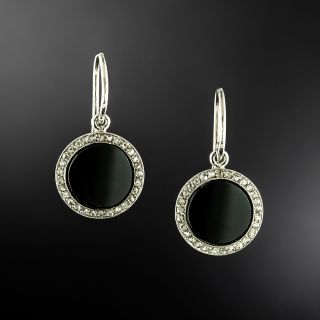 Art Deco Diamond and Onyx Dangle Earrings - 2