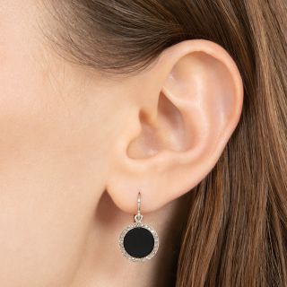 Art Deco Diamond and Onyx Dangle Earrings