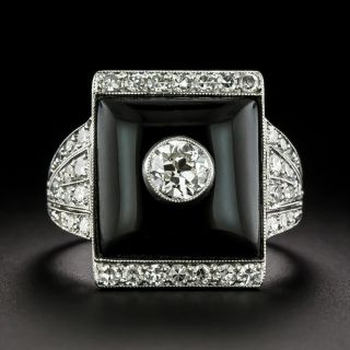 Art Deco Diamond and Onyx Ring, Austrian - 3