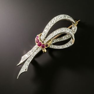 Art Deco Diamond and Ruby Brooch - 2