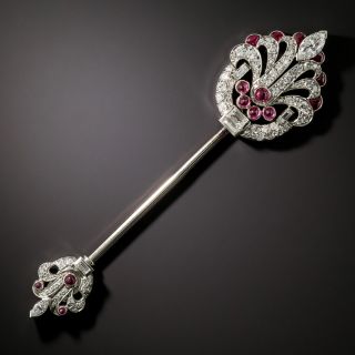 Art Deco Diamond and Ruby Jabot Pin - 2