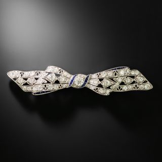 Art Deco Diamond and Sapphire Bow Brooch - 2