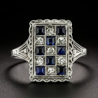 Art Deco Diamond and Sapphire* Checkerboard Ring - 3