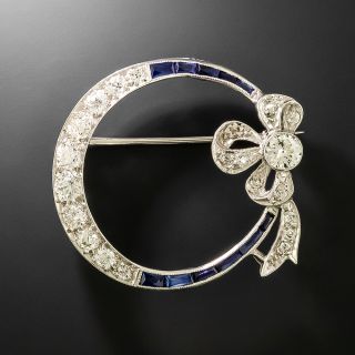 Art Deco Diamond and Sapphire* Circle Bow Brooch - 2