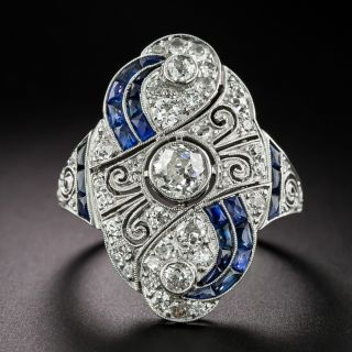 Art Deco Diamond and Sapphire Dinner Ring - 3