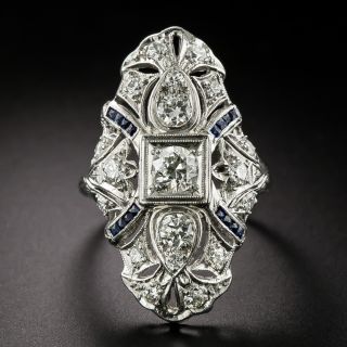 Art Deco Diamond and Sapphire* Dinner Ring - 3