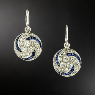  Art Deco Diamond and Sapphire* Earrings  - 2