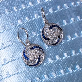  Art Deco Diamond and Sapphire* Earrings 