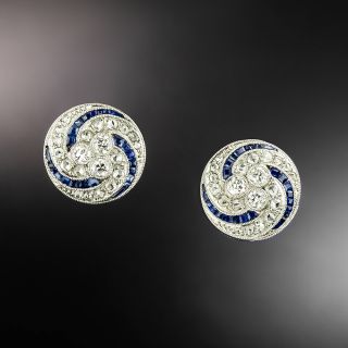  Art Deco Diamond and Sapphire* Earrings  - 2