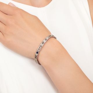Art Deco Diamond and Sapphire* Filigree Bracelet by Goodman & Co, USA