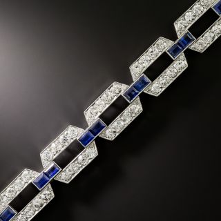 Art Deco Diamond and Sapphire Link Bracelet - 2