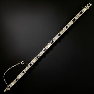 Art Deco Diamond and Sapphire* Link Bracelet by Belais Bros. - 2