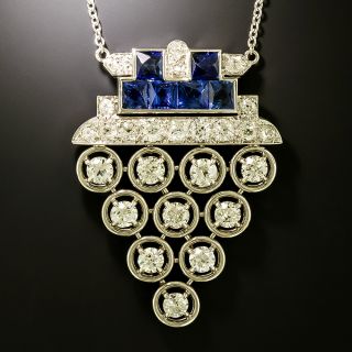 Art Deco Diamond and Sapphire Pendant - 3