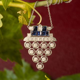 Art Deco Diamond and Sapphire Pendant
