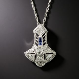 Art Deco Diamond and Sapphire Pendant - 3