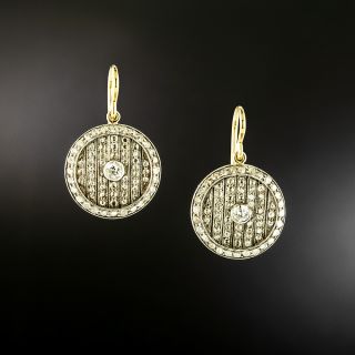 Art Deco Diamond Circle Dangle Earrings - 2