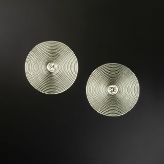 Art Deco Diamond Disk Earrings - 2