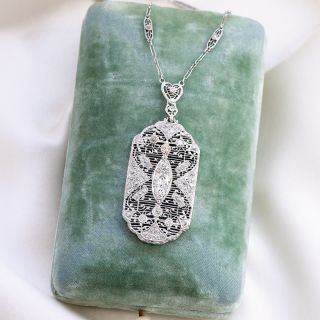 Art Deco Diamond Filigree Necklace