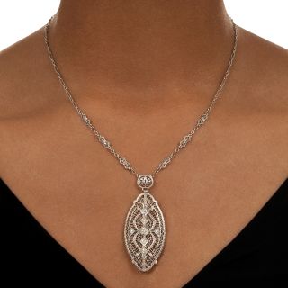 Art Deco Diamond Filigree Pendant