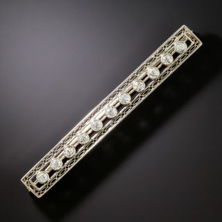 Art Deco Diamond Lattice Bar Brooch - 2