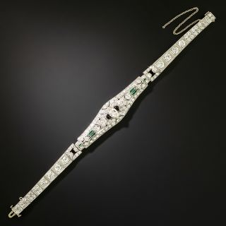 Art Deco Diamond, Onyx And *Emerald Bracelet - 2