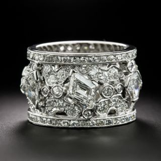 Art Deco Diamond Platinum Band Ring, Size 6 3/4 - 3