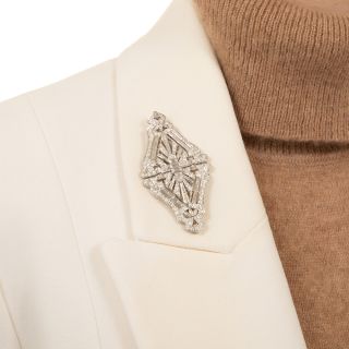 Art Deco Diamond Platinum Dress Clips/Brooch