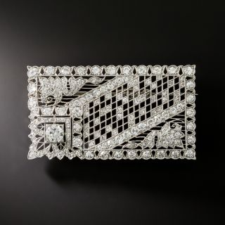 Art Deco Diamond Platinum Lattice Brooch - 2