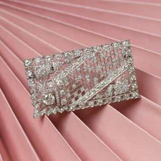 Art Deco Diamond Platinum Lattice Brooch