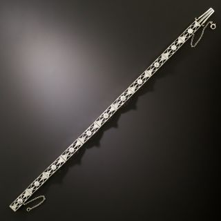 Art Deco Diamond Platinum Openwork Bracelet - 3