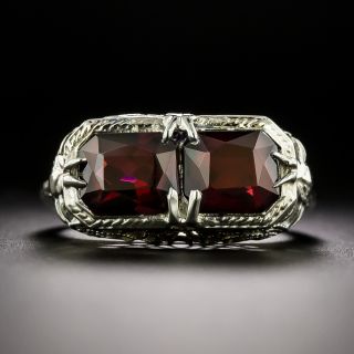 Art Deco Double-Garnet Filigree Ring - 2