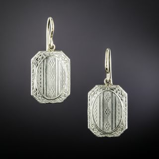 Art Deco Engraved Dangle Earrings - 2