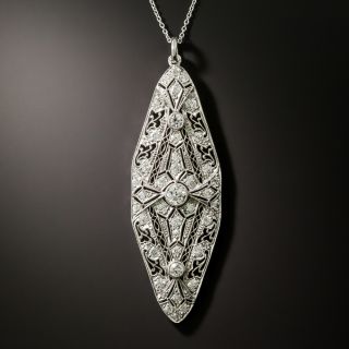 Art Deco Filigree Diamond Pendant - 3